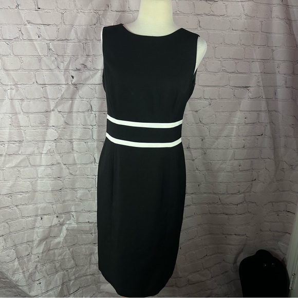black label Evan Picone Black and White Sheath midi sleeveless Dress sz 6 - Picture 1 of 9